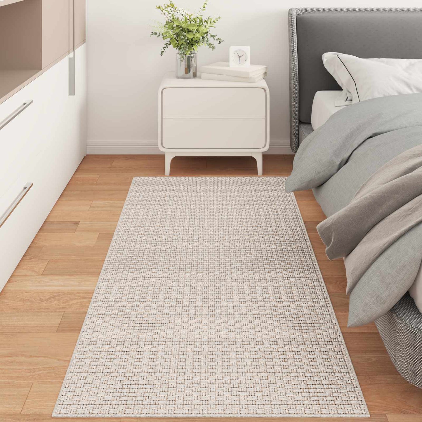 Områdetæpper Rektangulær FARO Creme 150 x 80 cm Polyester