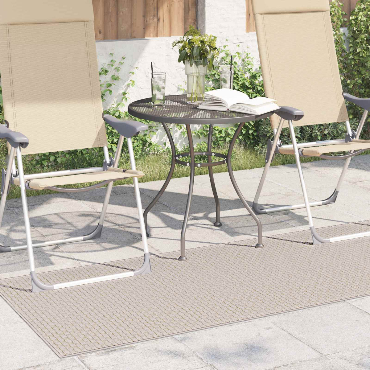 Områdetæpper Rektangulær FARO Creme 150 x 80 cm Polyester