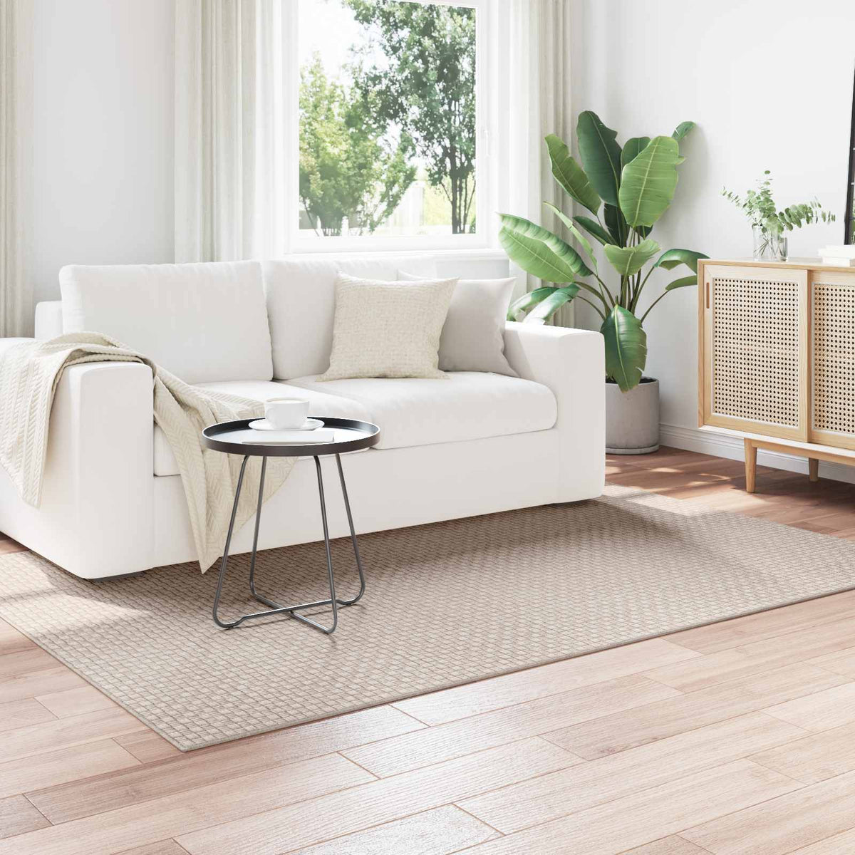 Områdetæpper Rektangulær FARO Creme 200 x 140 cm Polyester