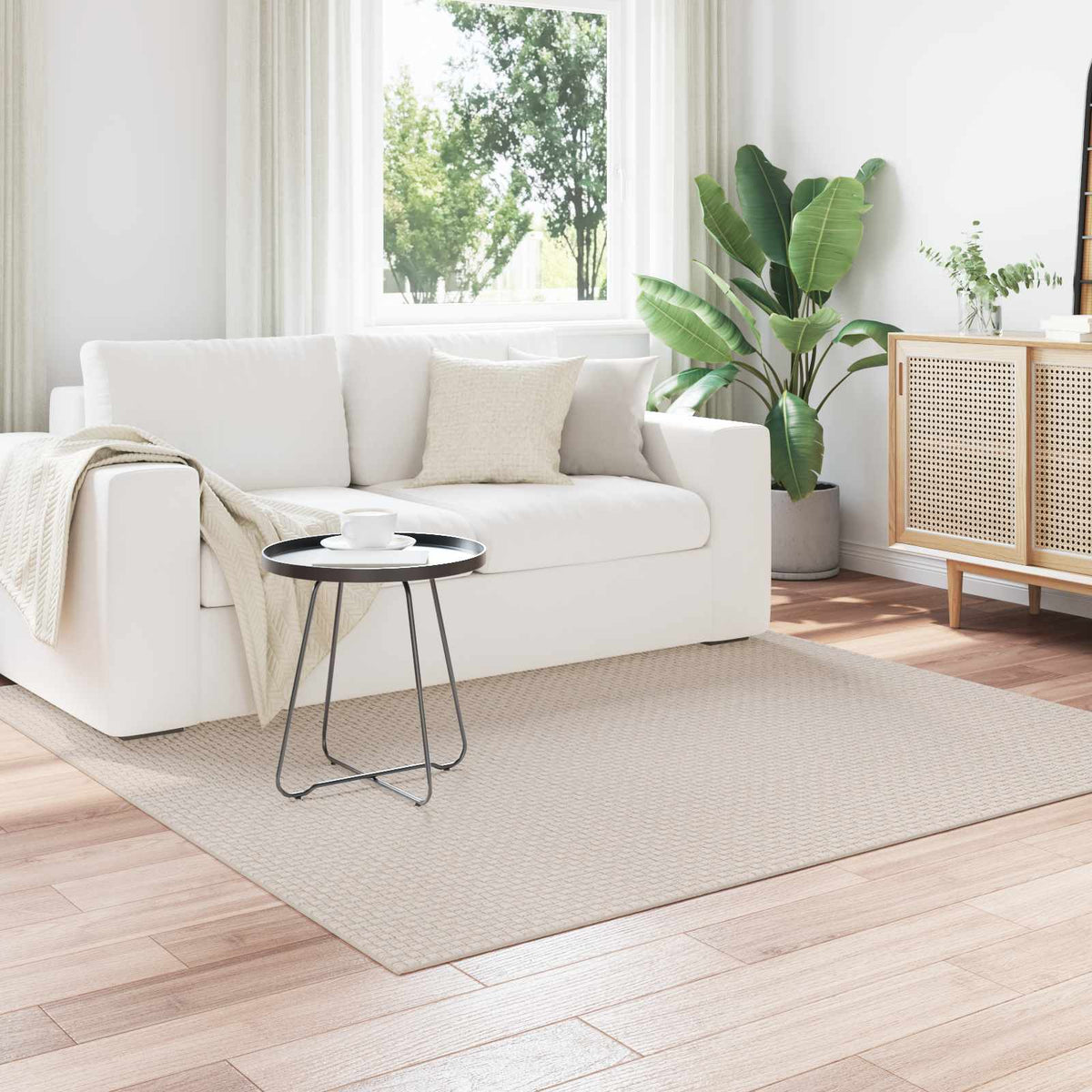 Områdetæpper Firkantet FARO Creme 200 x 200 cm Polyester
