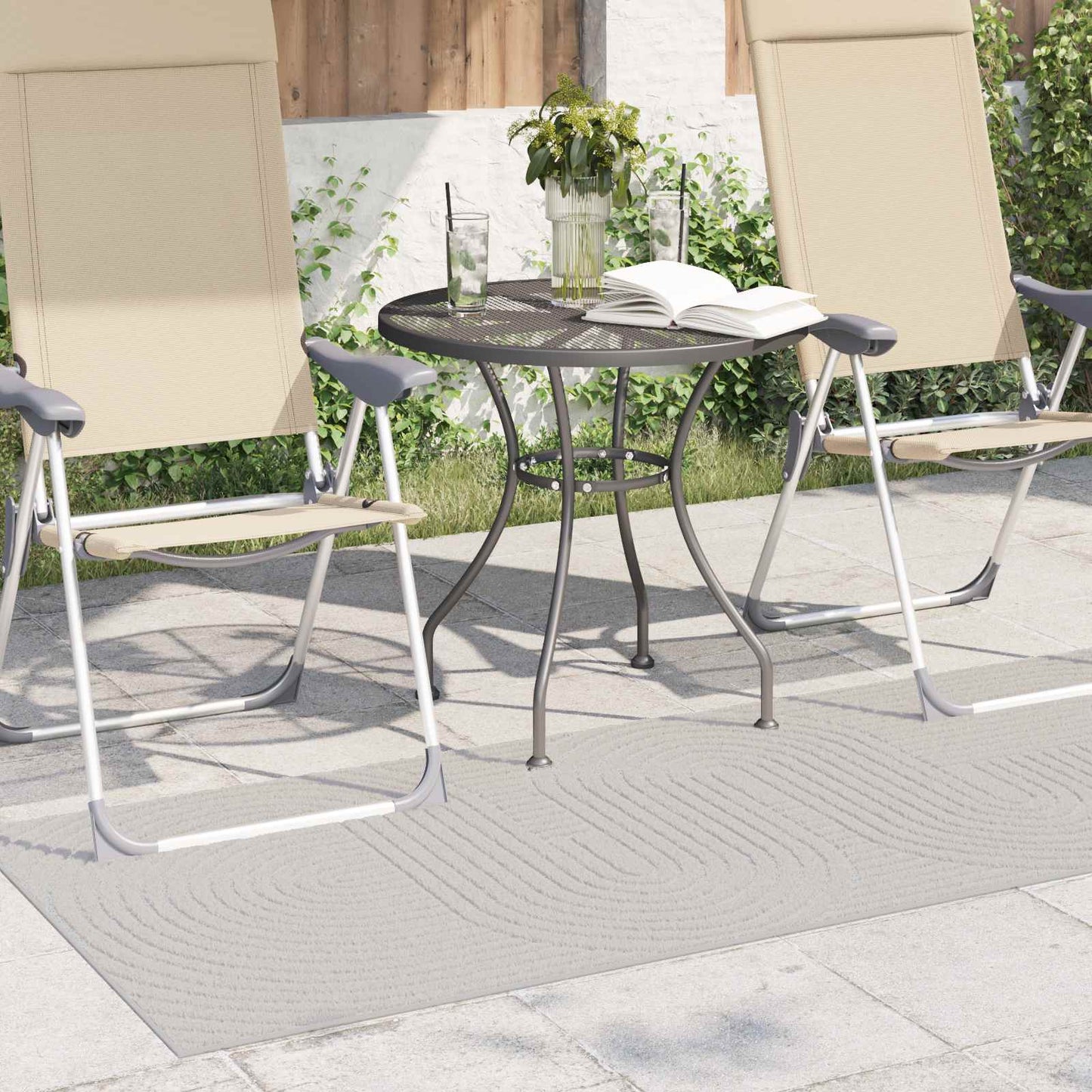 Indendørs og udendørs tæppe PALMERAS Creme 150 x 80 cm