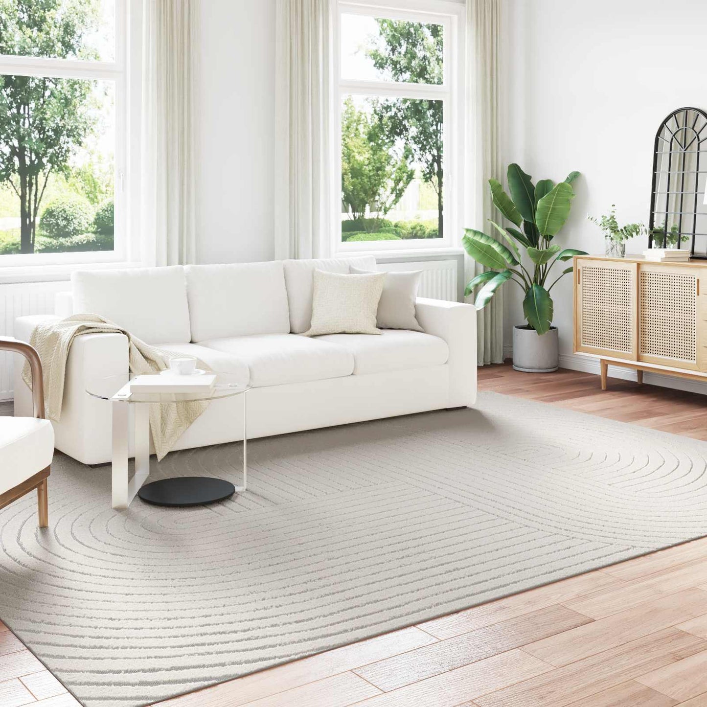 Indendørs og udendørs tæppe PALMERAS Creme 280 x 200 cm