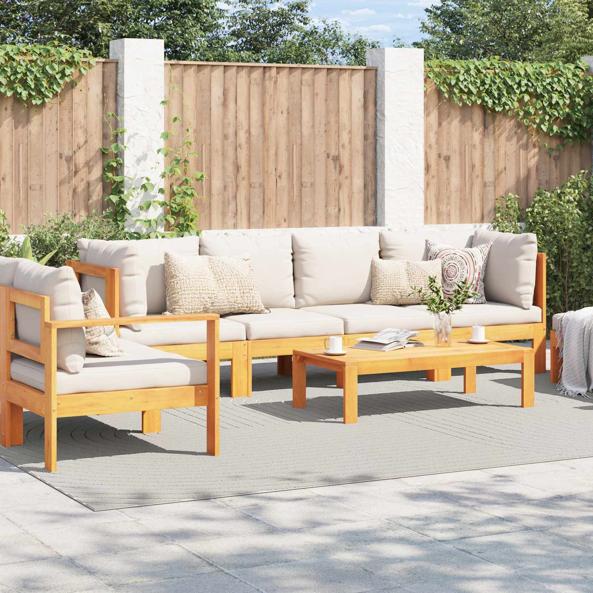 Indendørs og udendørs tæppe PALMERAS Creme 280 x 200 cm