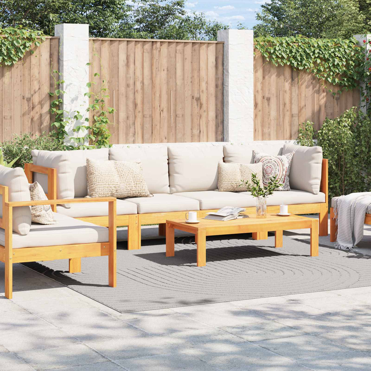Indendørs og udendørs tæppe PALMERAS Creme 240 x 240 cm