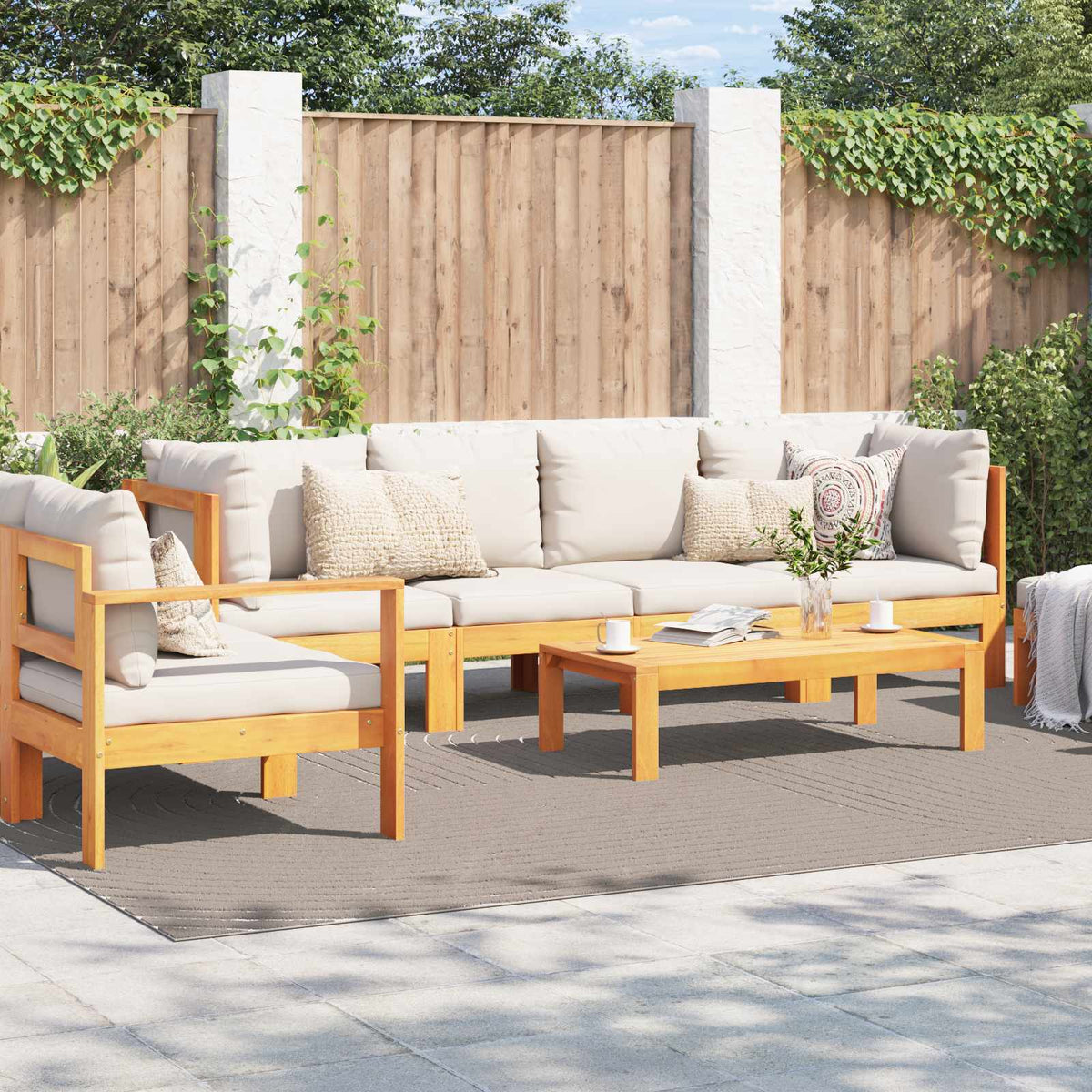 Indendørs og udendørs tæppe PALMERAS Beige 280 x 200 cm