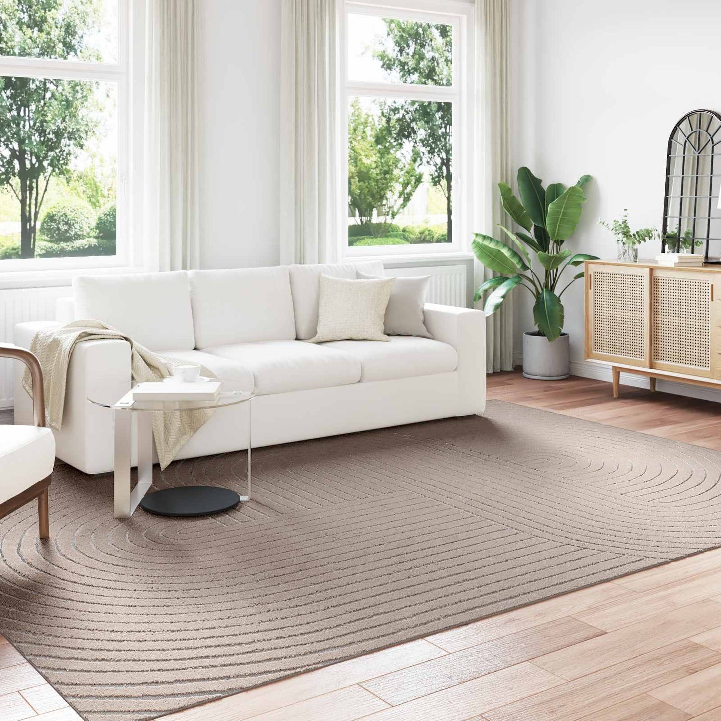 Indendørs og udendørs tæppe PALMERAS Beige 340 x 240 cm