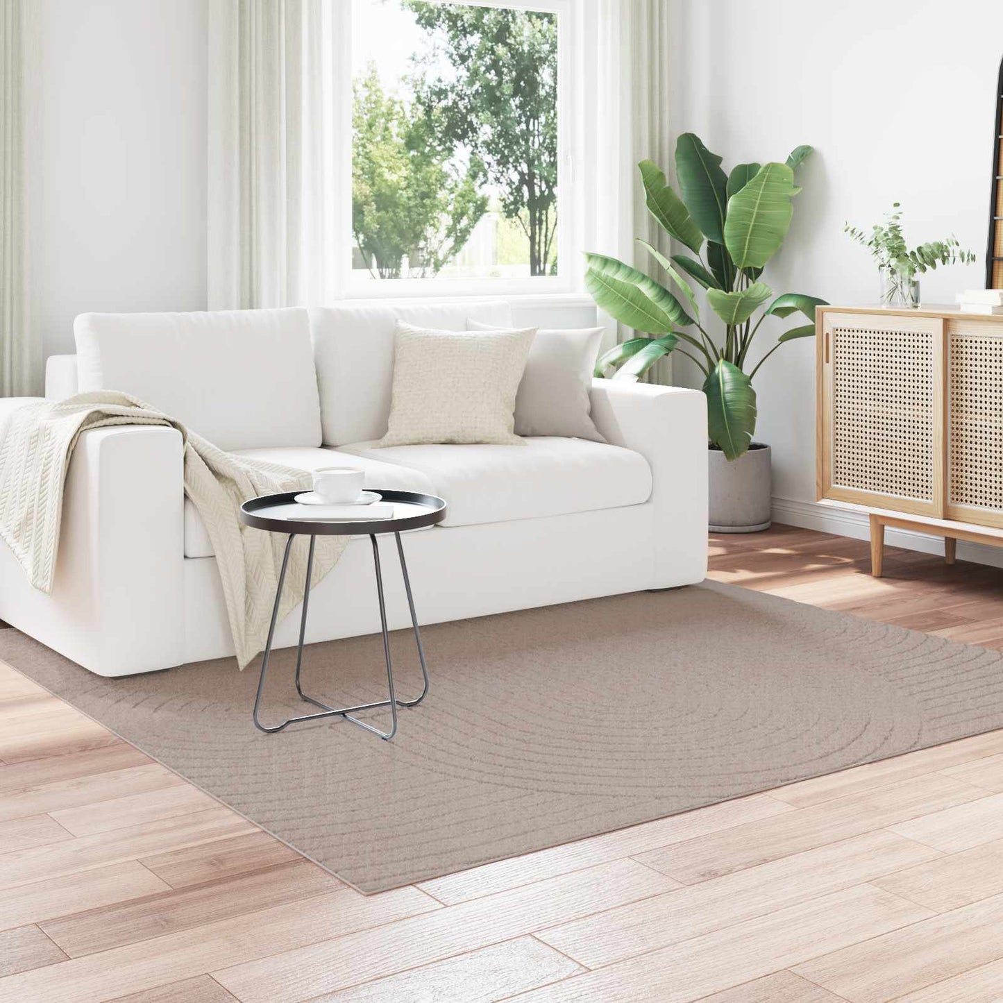 Indendørs og udendørs tæppe PALMERAS Beige 200 x 200 cm