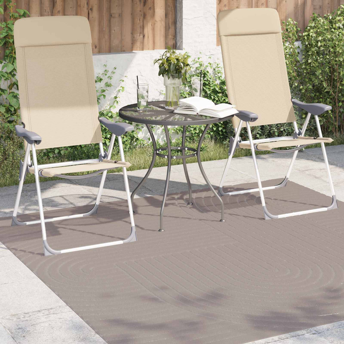 Indendørs og udendørs tæppe PALMERAS Beige 200 x 200 cm