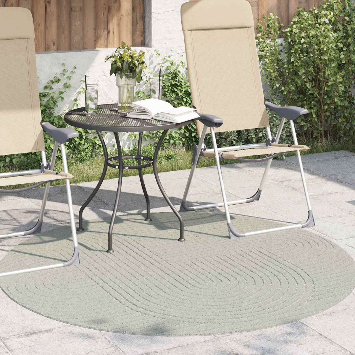 Indendørs og udendørs tæppe PALMERAS Grøn Ø 200 CM Polyester
