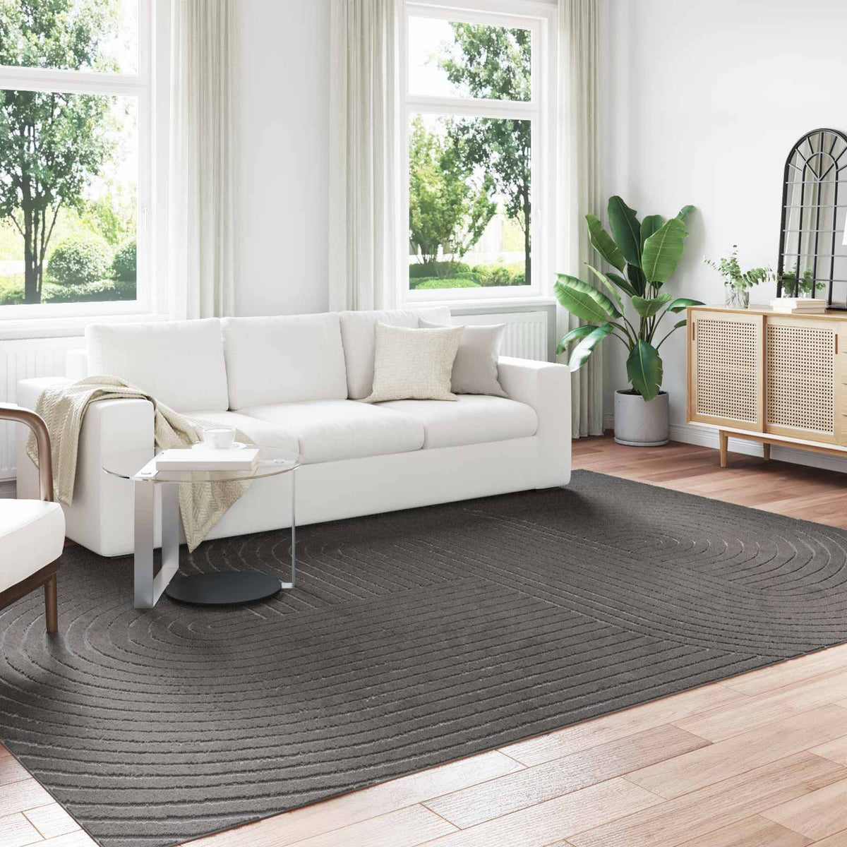Indendørs og udendørs tæppe PALMERAS Antracit 280 x 200 cm