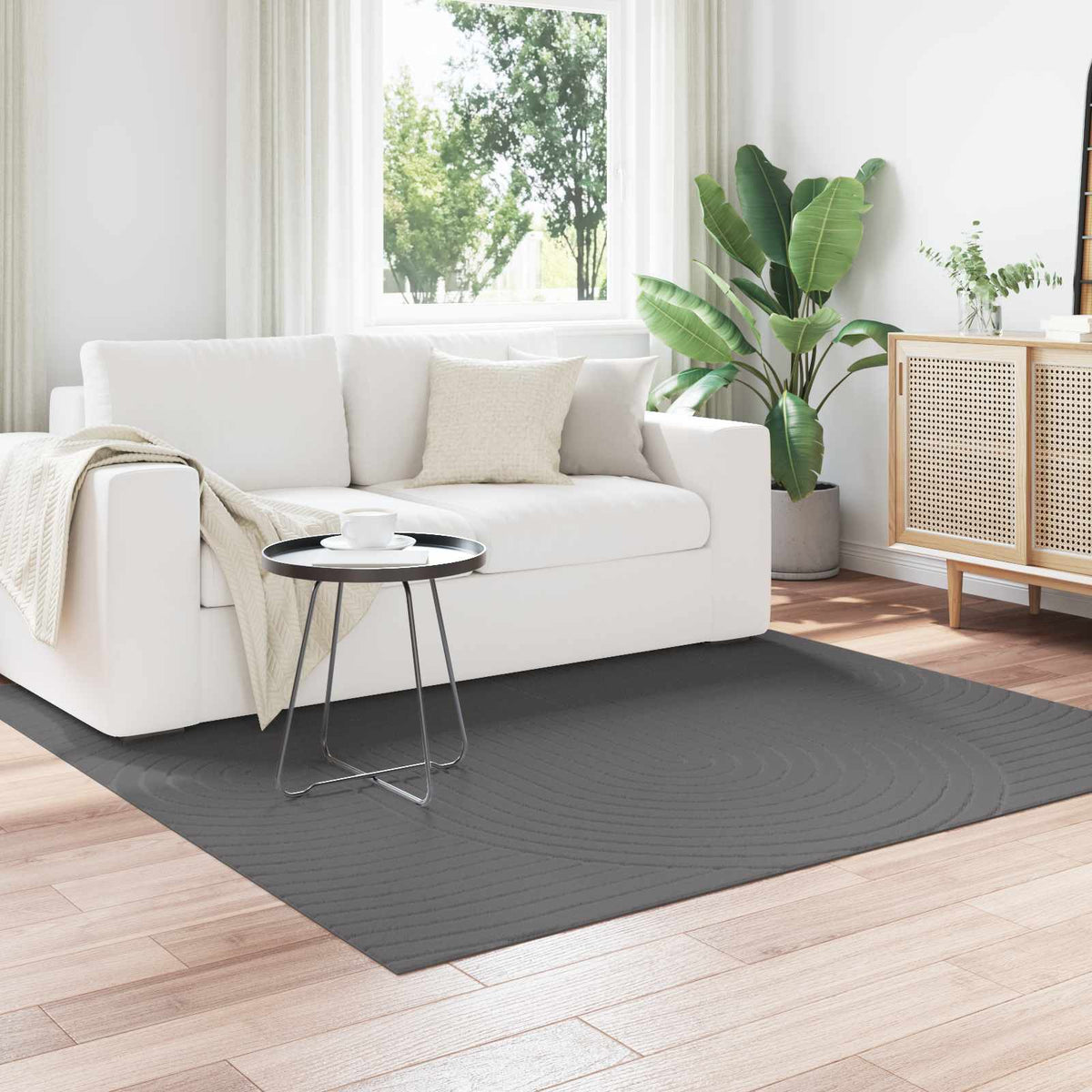 Indendørs og udendørs tæppe PALMERAS Antracit 120 x 120 cm