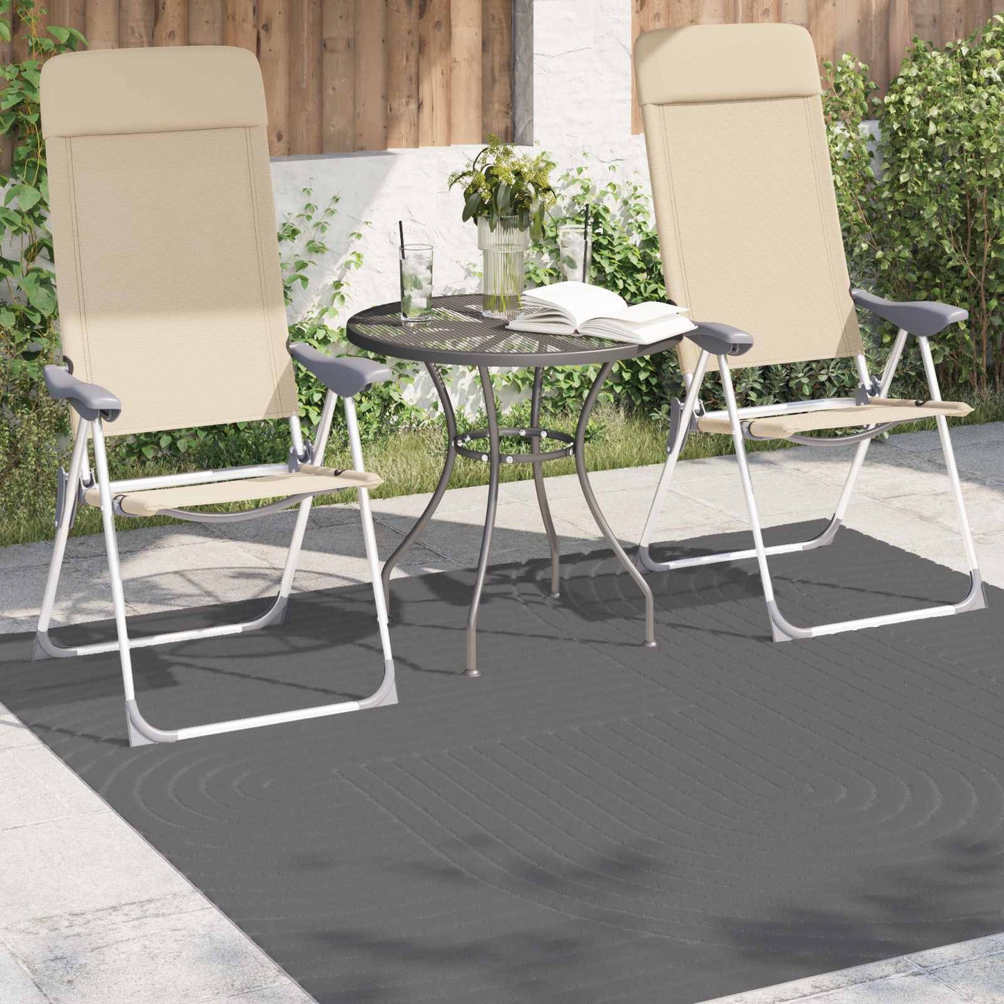 Indendørs og udendørs tæppe PALMERAS Antracit 120 x 120 cm
