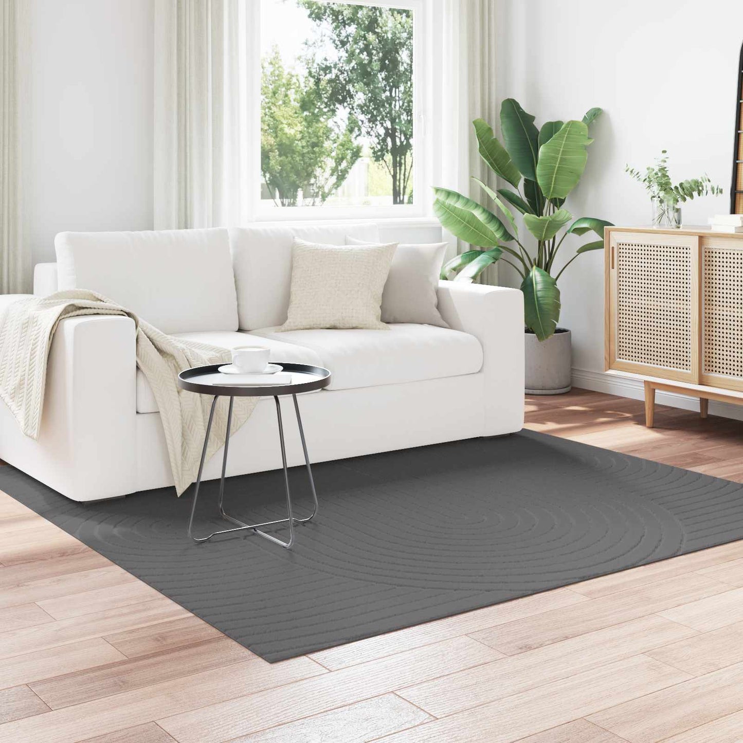 Indendørs og udendørs tæppe PALMERAS Antracit 200 x 200 cm