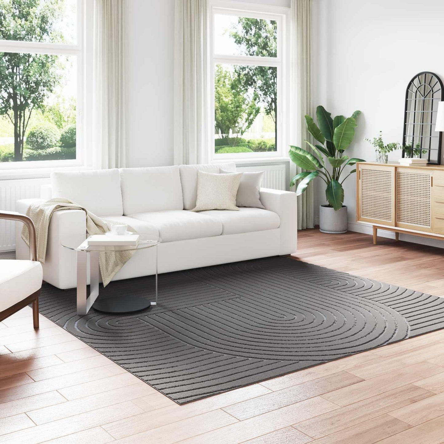 Indendørs og udendørs tæppe PALMERAS Antracit 240 x 240 cm