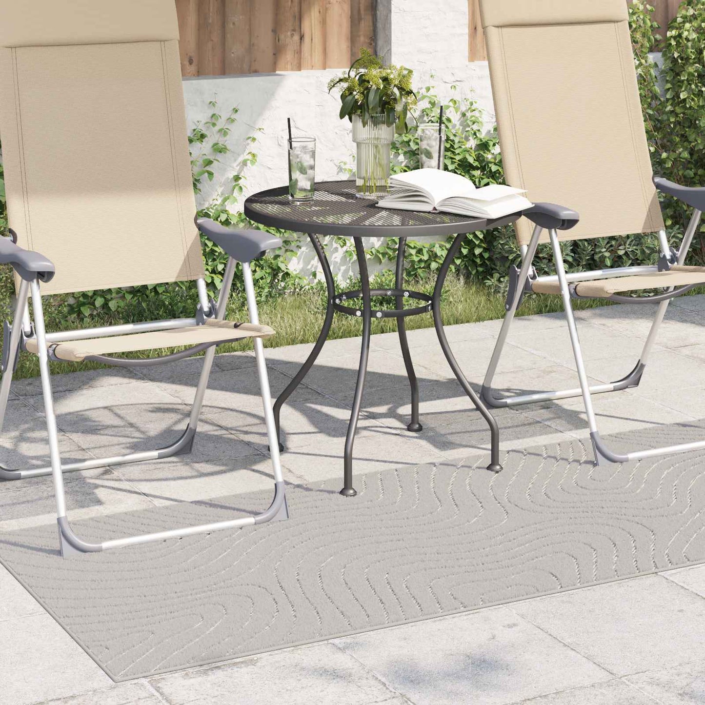 Indendørs og udendørs tæppe PALMERAS Creme 150 x 80 cm