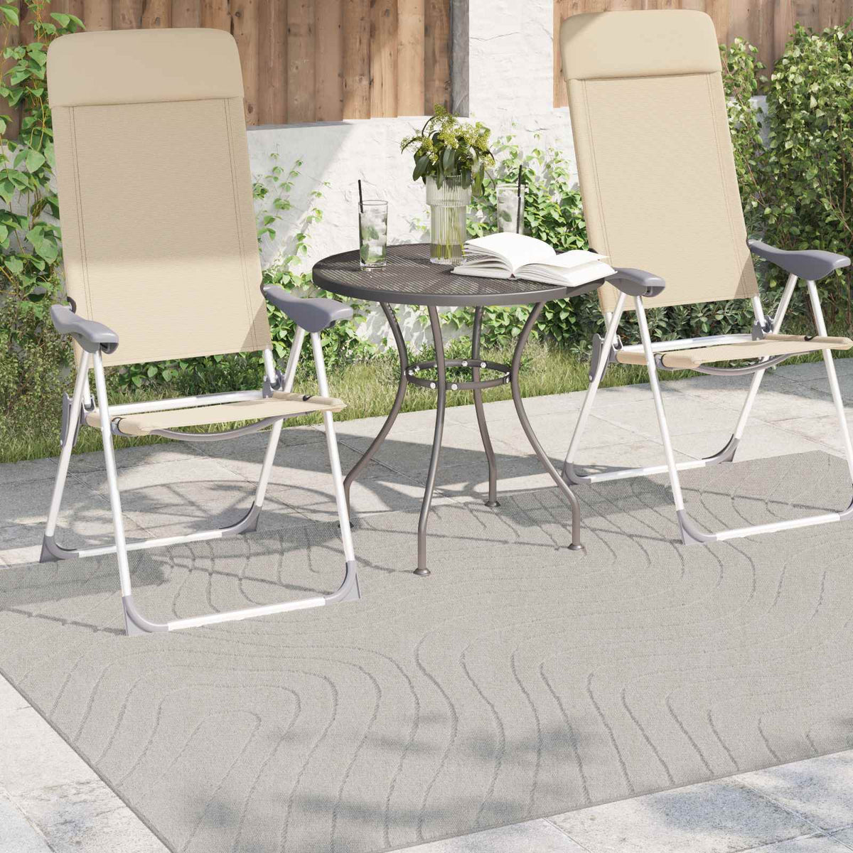 Indendørs og udendørs tæppe PALMERAS Creme 230 x 160 cm