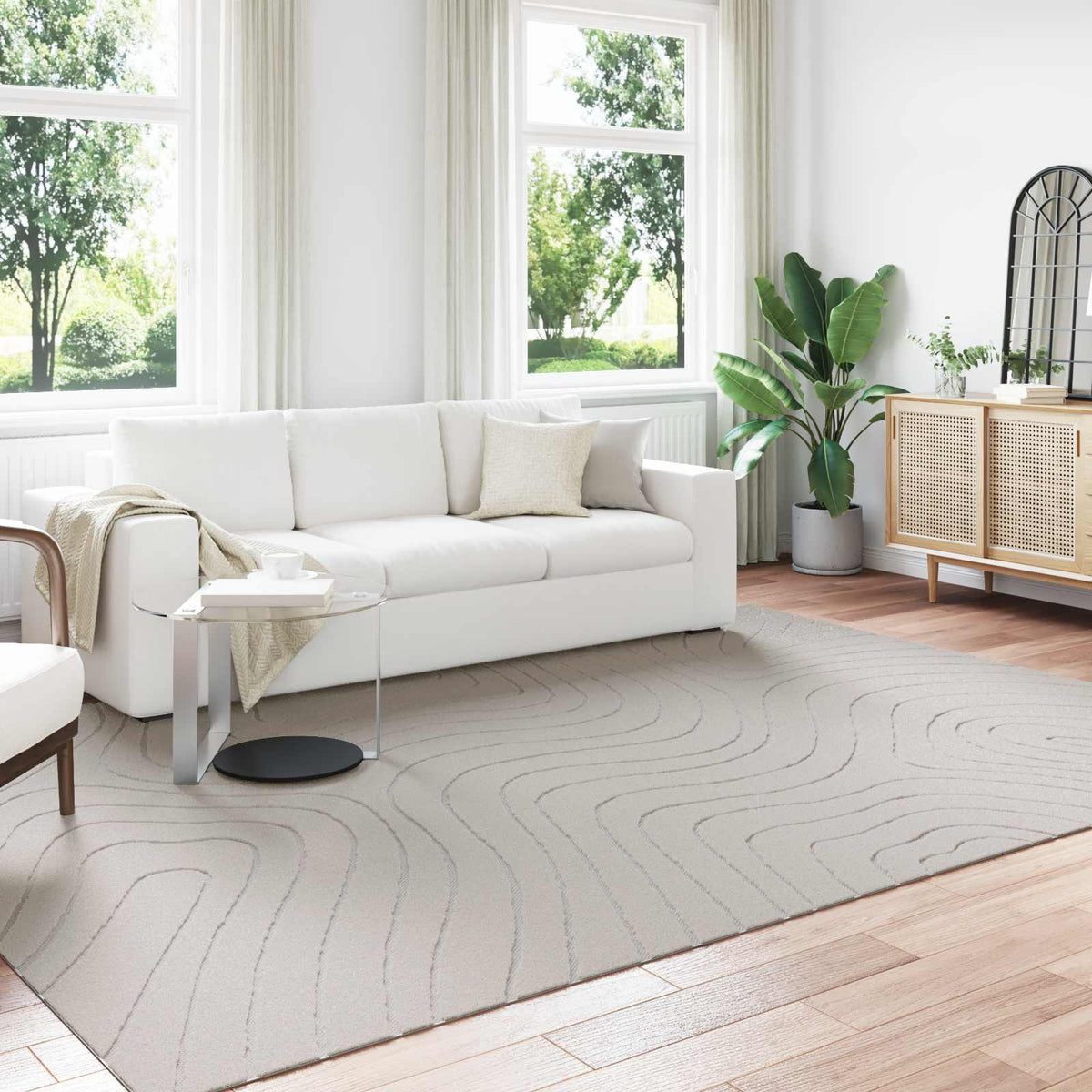 Indendørs og udendørs tæppe PALMERAS Creme 340 x 240 cm