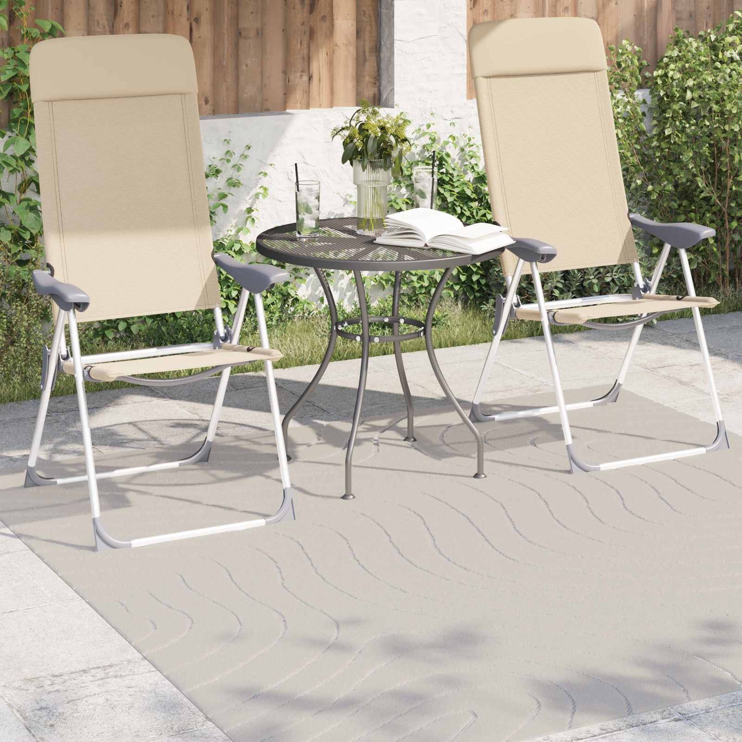 Indendørs og udendørs tæppe PALMERAS Creme 120 x 120 cm