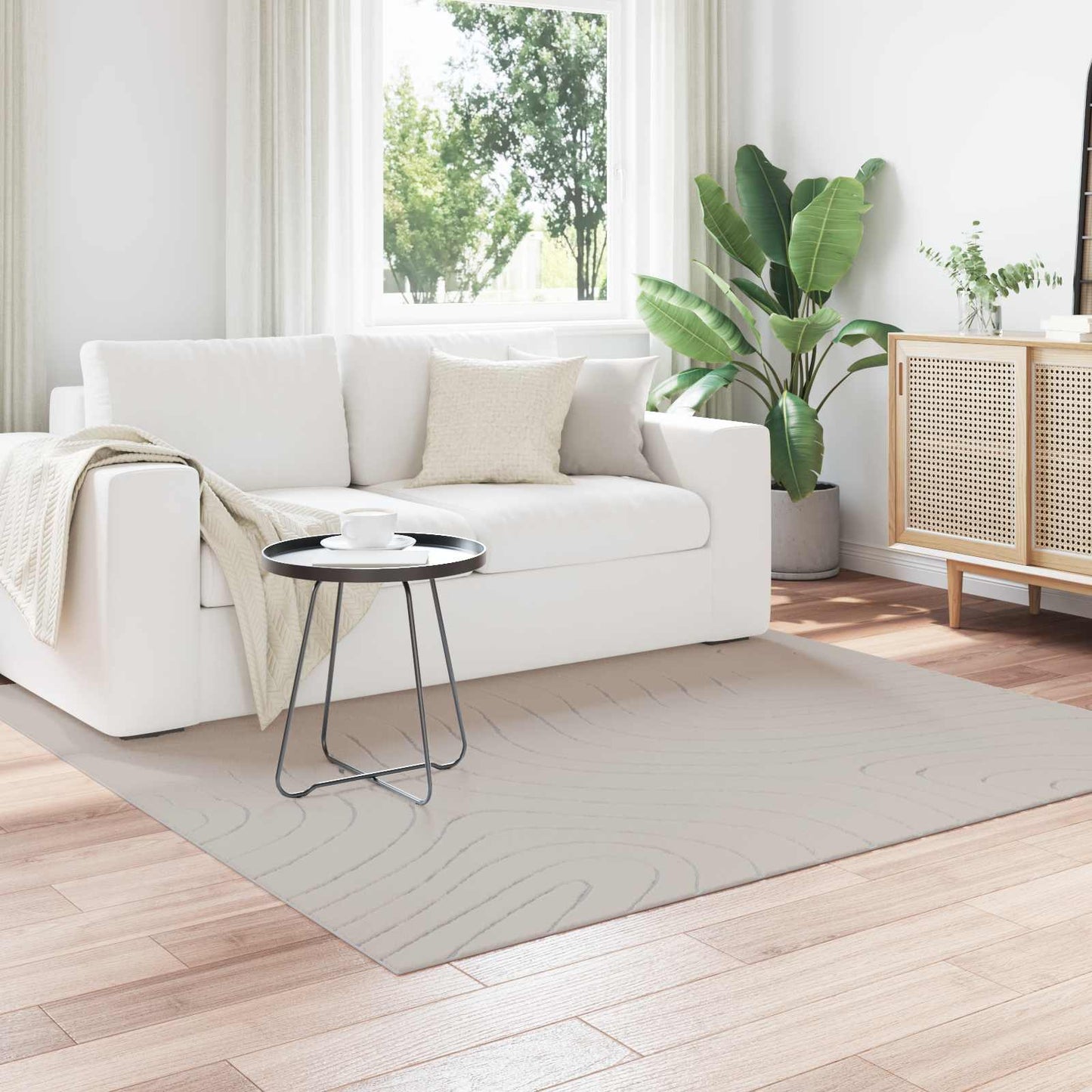 Indendørs og udendørs tæppe PALMERAS Creme 200 x 200 cm