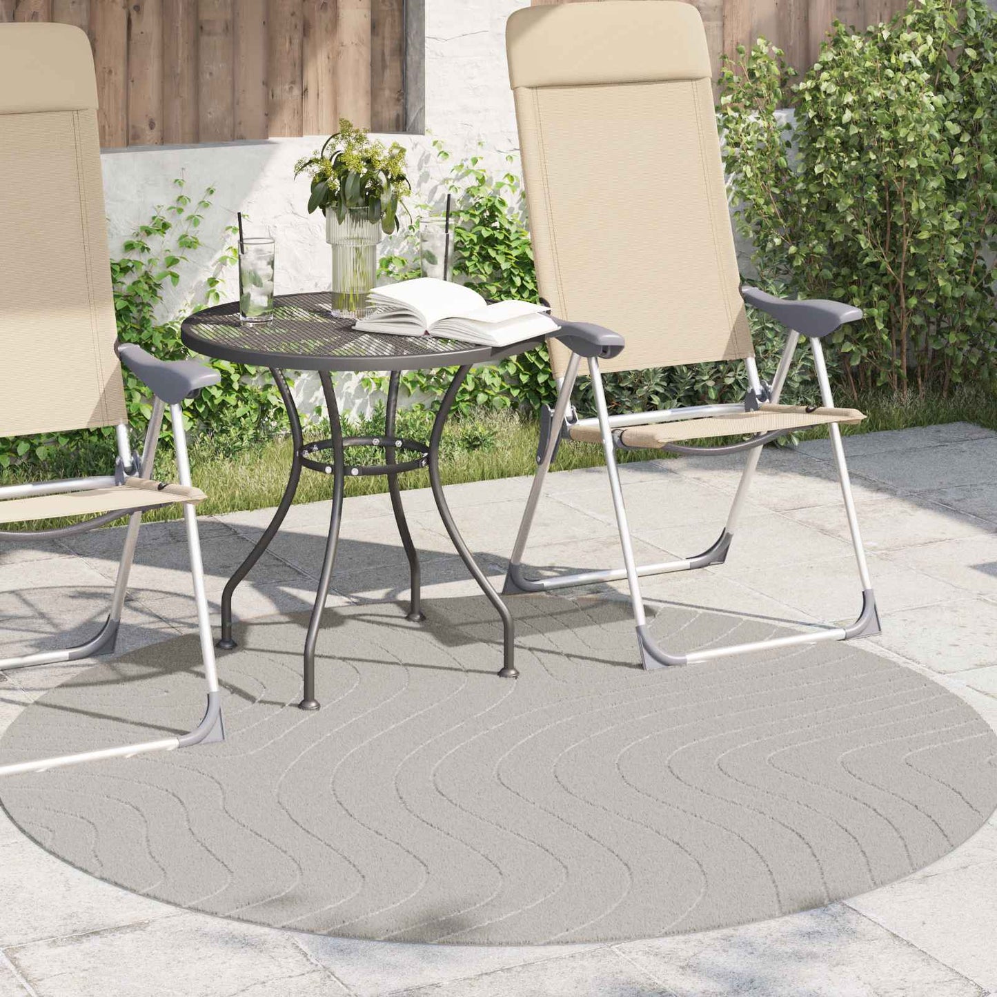 Indendørs og udendørs tæppe PALMERAS Creme Ø 200 CM Polyester