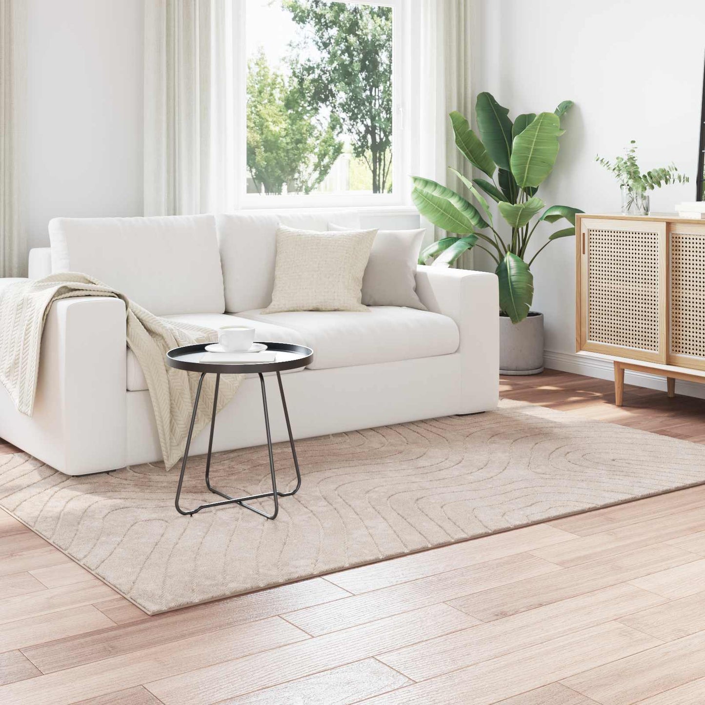 Indendørs og udendørs tæppe PALMERAS Beige 140 x 200 cm