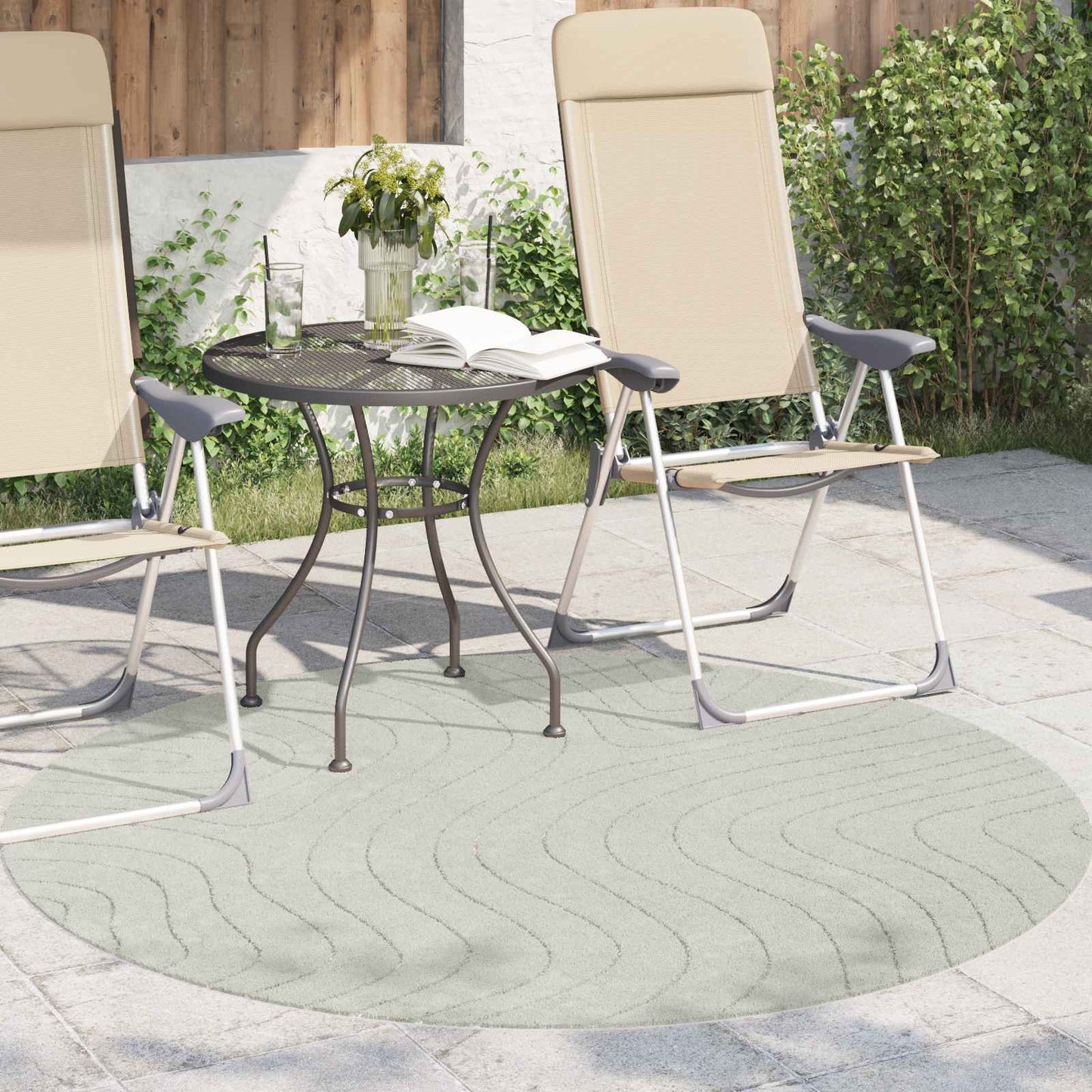 Indendørs og udendørs tæppe PALMERAS Grøn Ø 120 CM Polyester