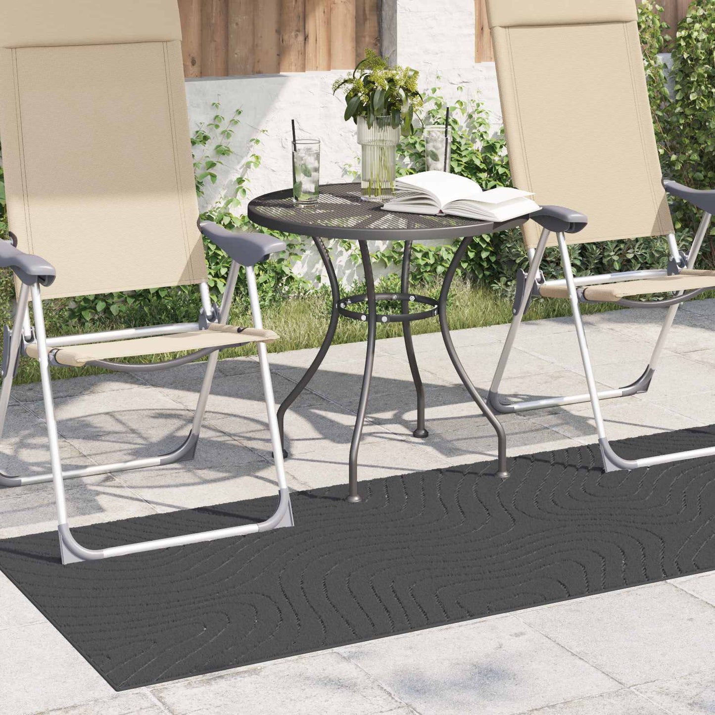 Indendørs og udendørs tæppe PALMERAS Antracit 200 x 80 cm