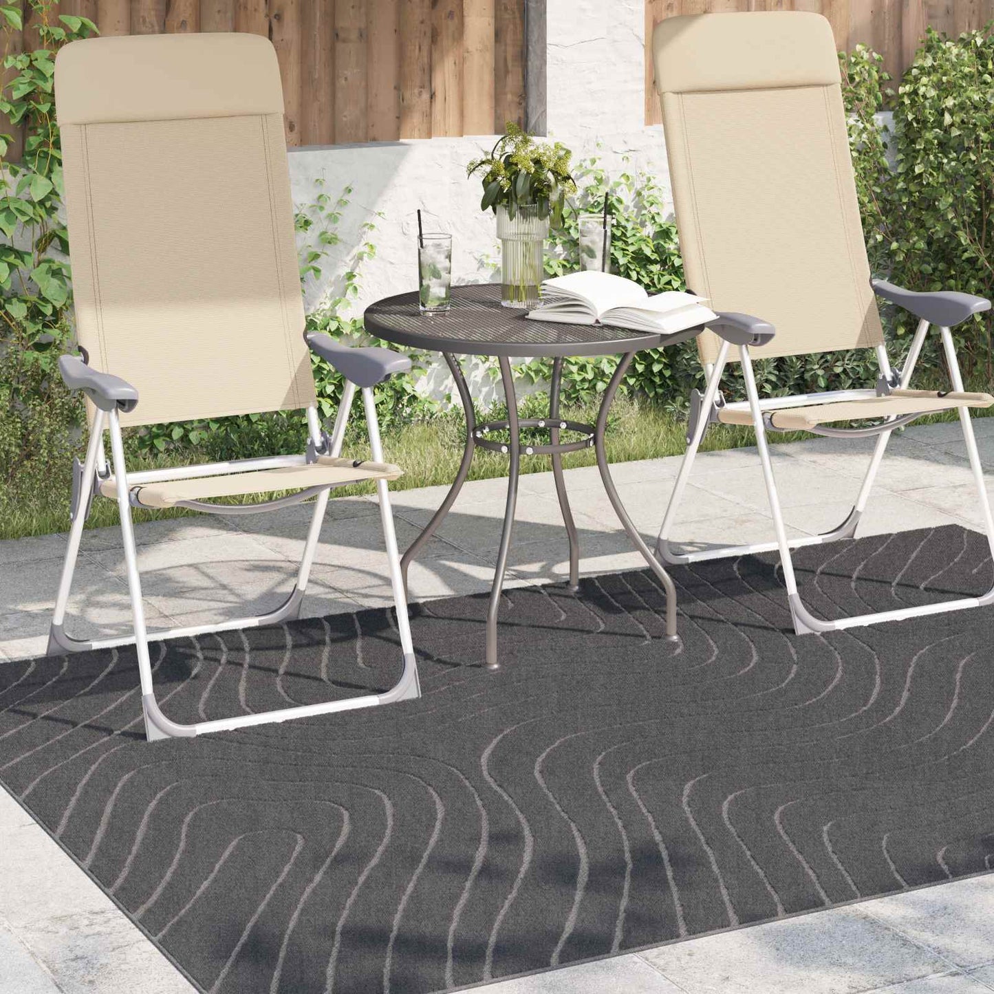 Indendørs og udendørs tæppe PALMERAS Antracit 170 x 120 cm