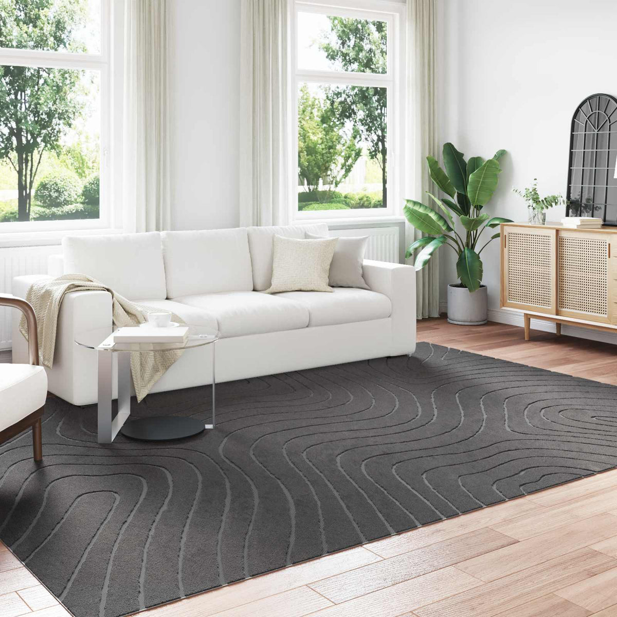Indendørs og udendørs tæppe PALMERAS Antracit 340 x 240 cm