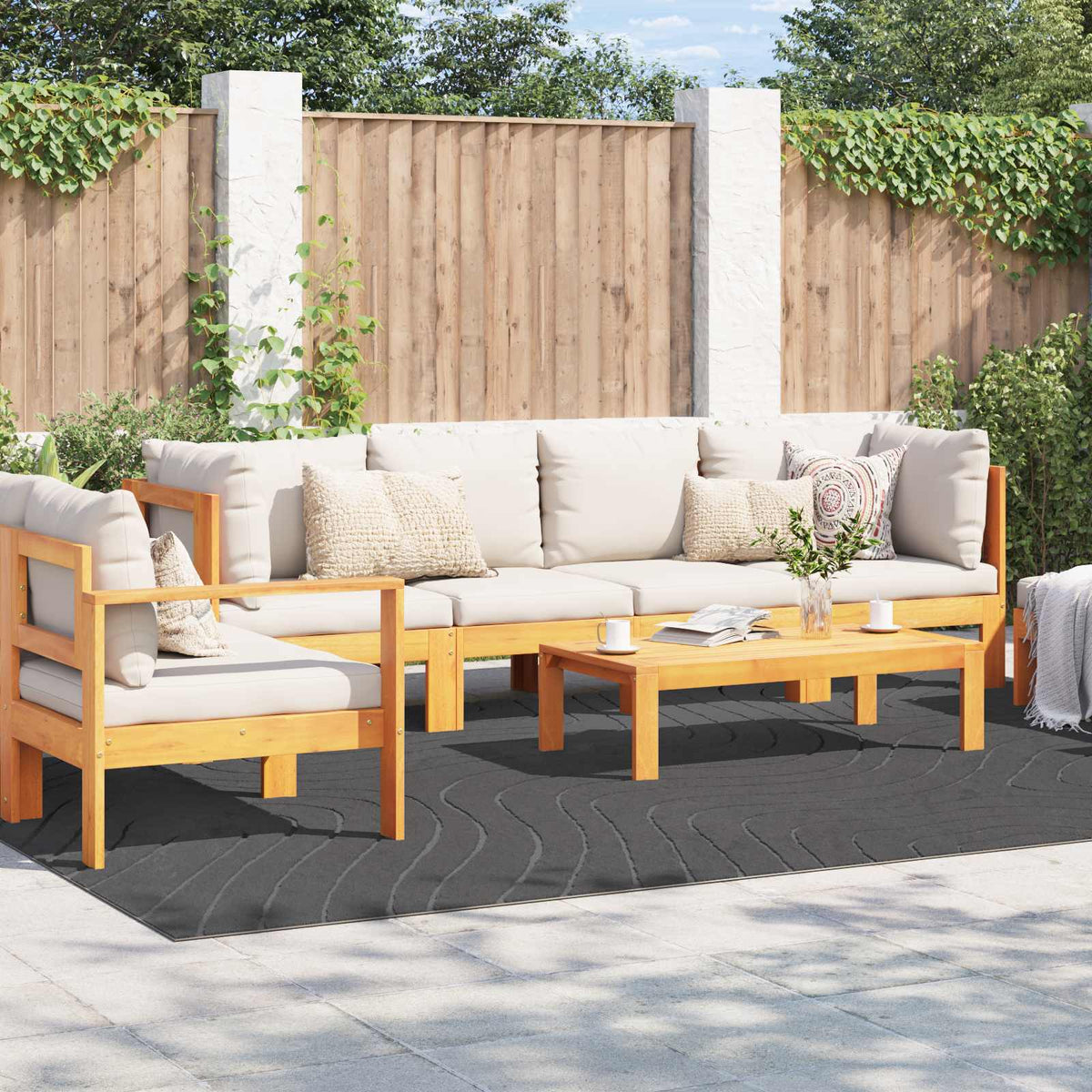 Indendørs og udendørs tæppe PALMERAS Antracit 340 x 240 cm