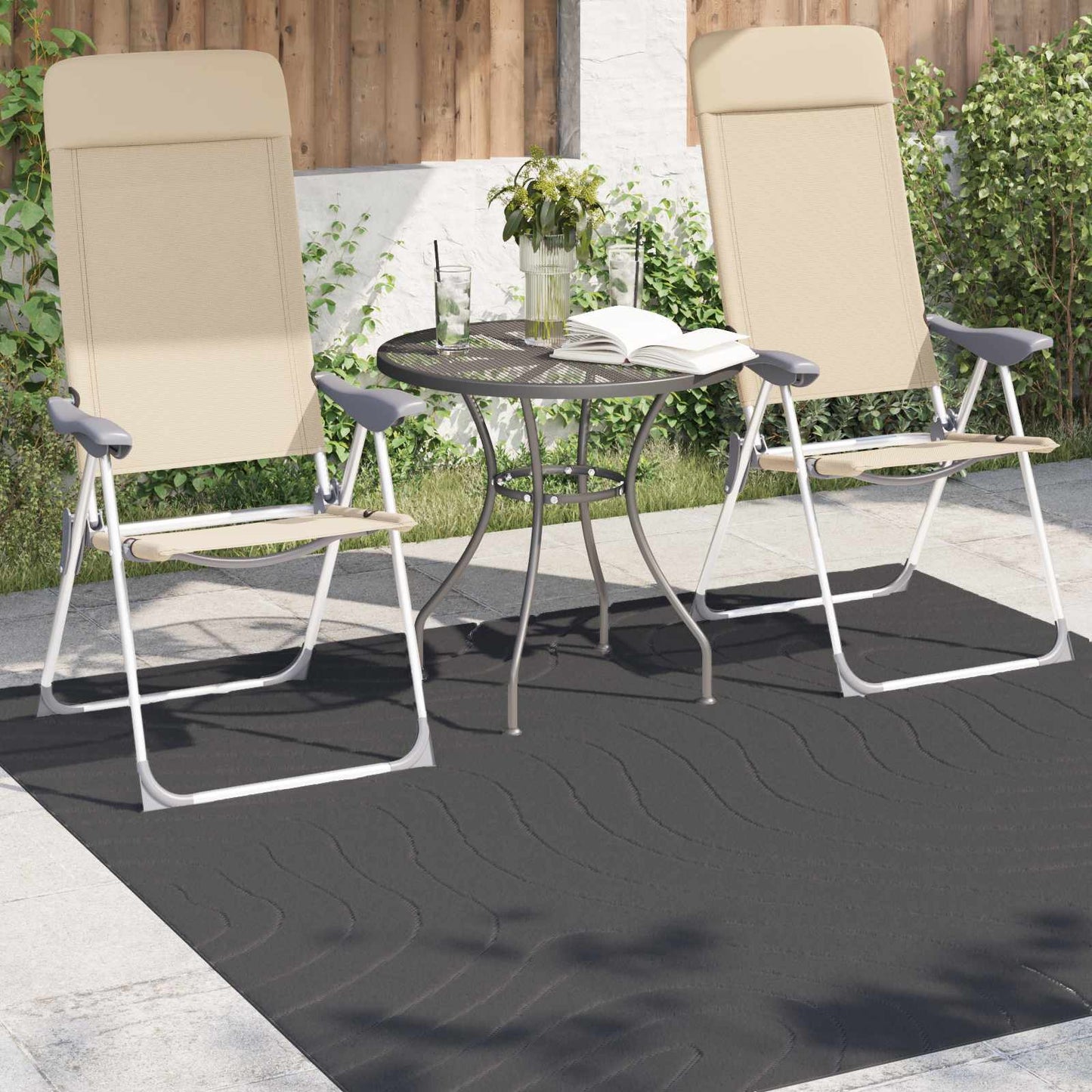 Indendørs og udendørs tæppe PALMERAS Antracit 120 x 120 cm