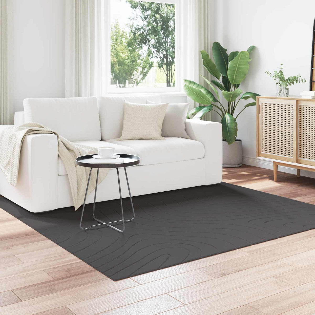 Indendørs og udendørs tæppe PALMERAS Antracit 200 x 200 cm