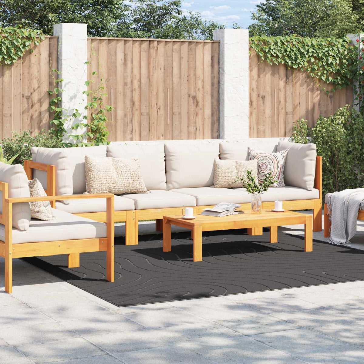 Indendørs og udendørs tæppe PALMERAS Antracit 240 x 240 cm