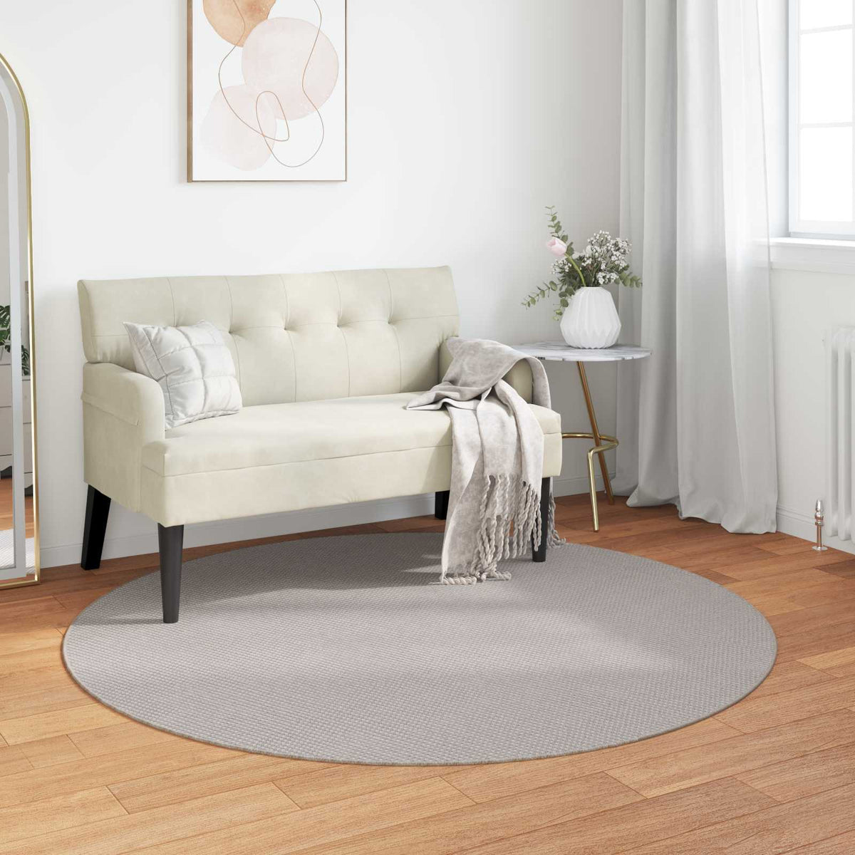 Indendørs tæppe LUGO Cremefarvet Ø 120 CM Polyester