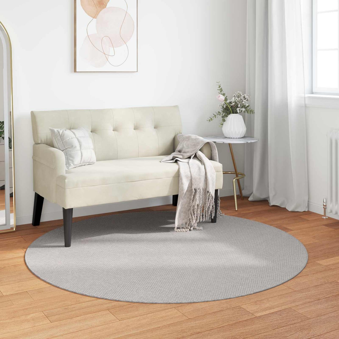 Indendørs tæppe LUGO Creme og grå Ø 160 CM Polyester