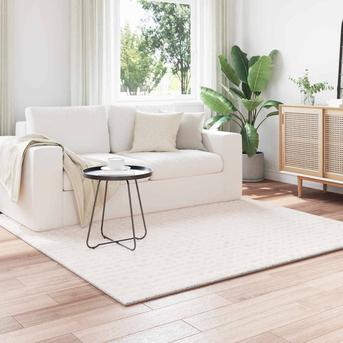 Områdetæpper Firkantet SIROLO Cremefarvet 200 x 200 cm
