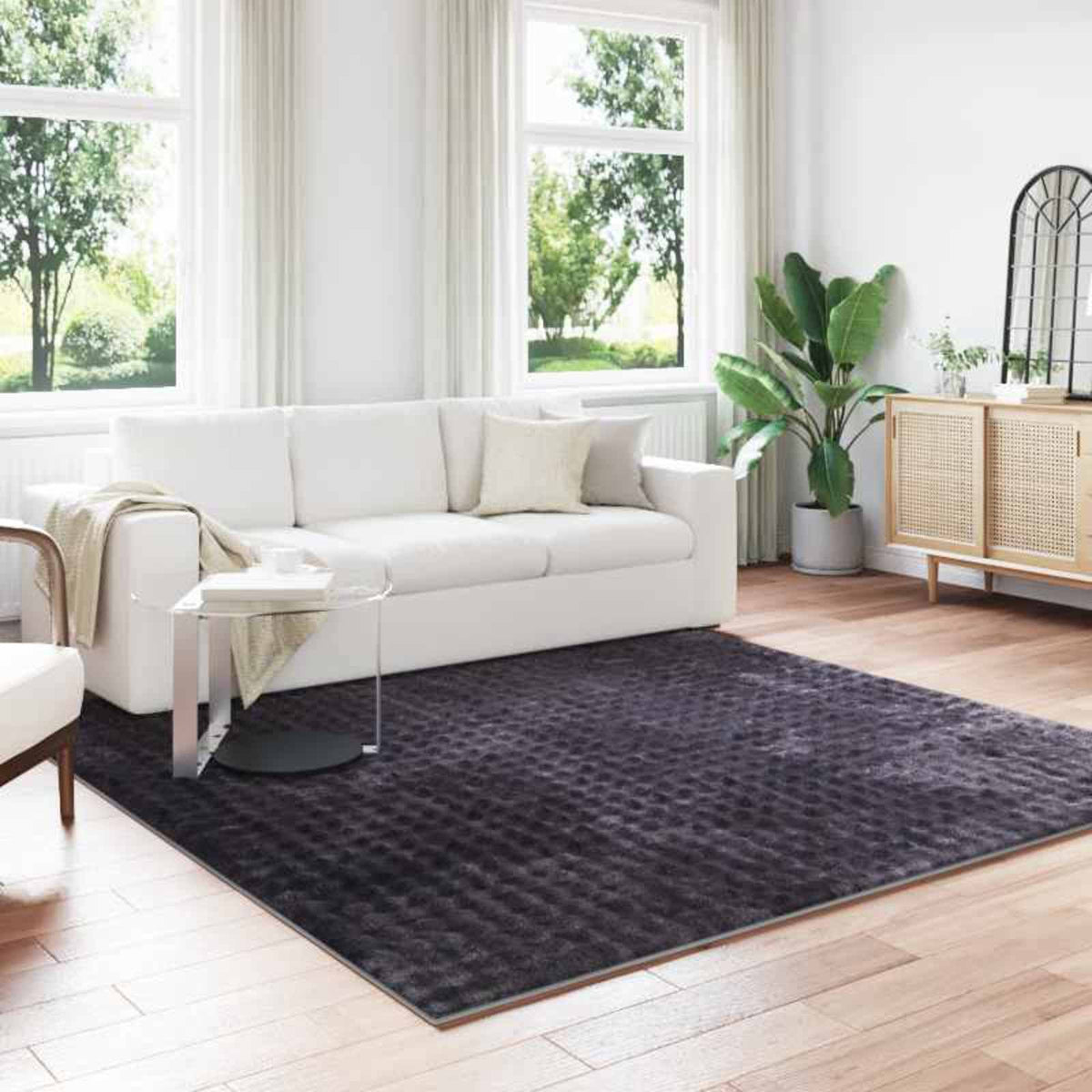 Områdetæpper Firkantet SIROLO Beige 200 x 200 cm Polyester