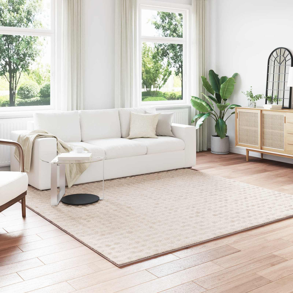 Områdetæpper Firkantet SIROLO Beige 240 x 240 cm Polyester