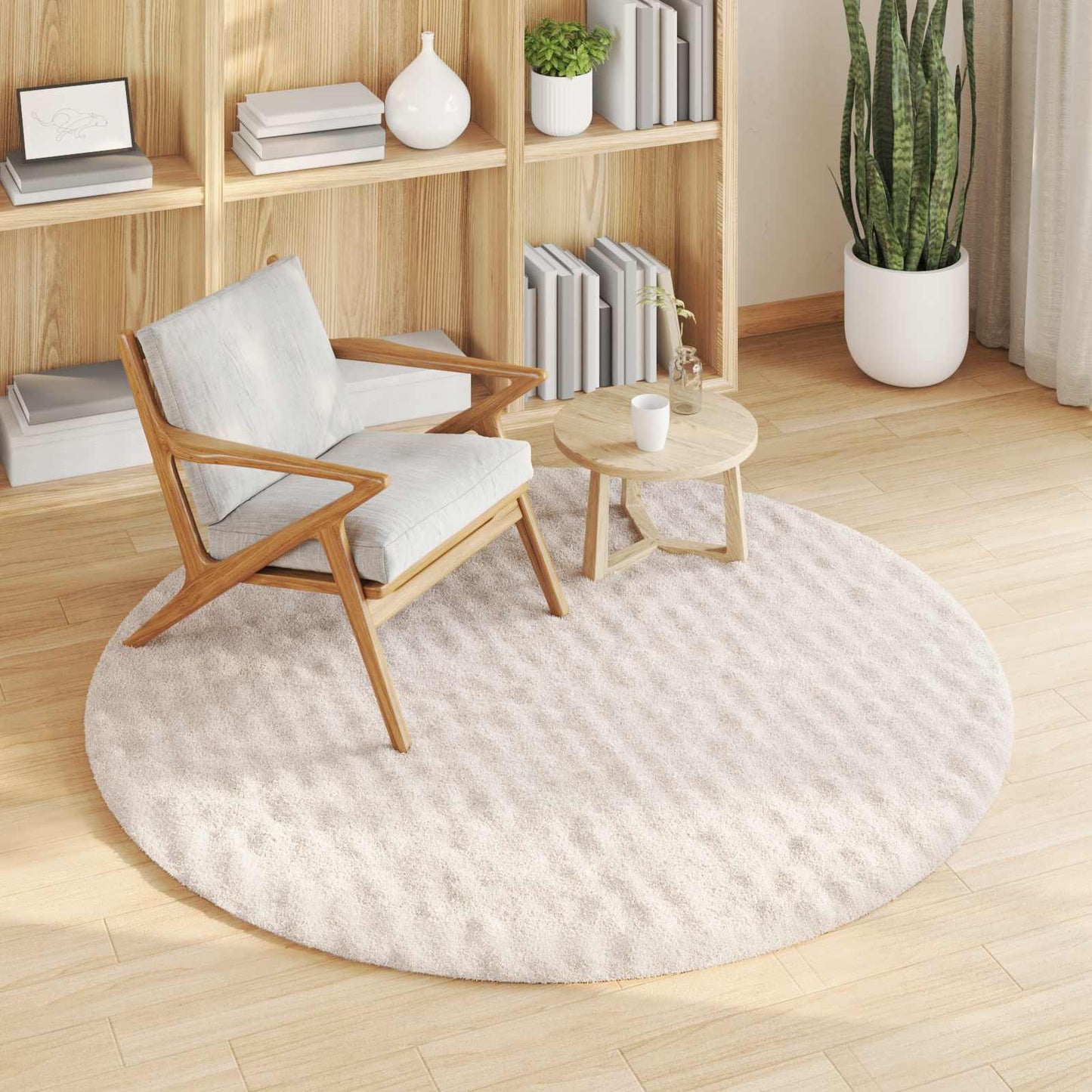 Områdetæpper Rund SIROLO Beige Ø 120 CM Polyester