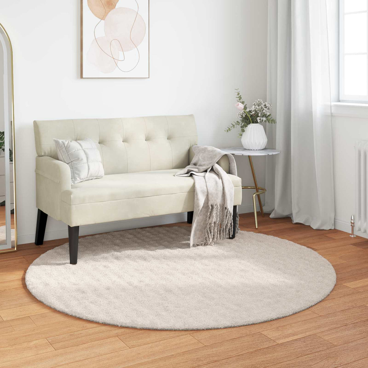 Områdetæpper Rund SIROLO Beige Ø 200 CM Polyester