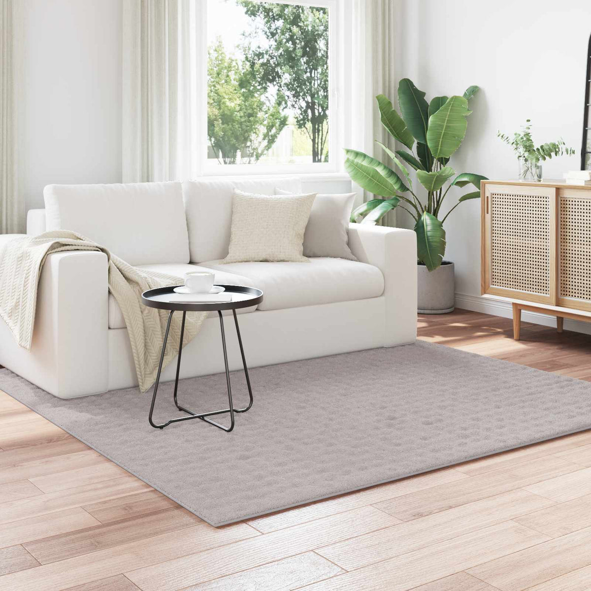Områdetæpper Firkantet SIROLO Sandfarvet 200 x 200 cm Polyester