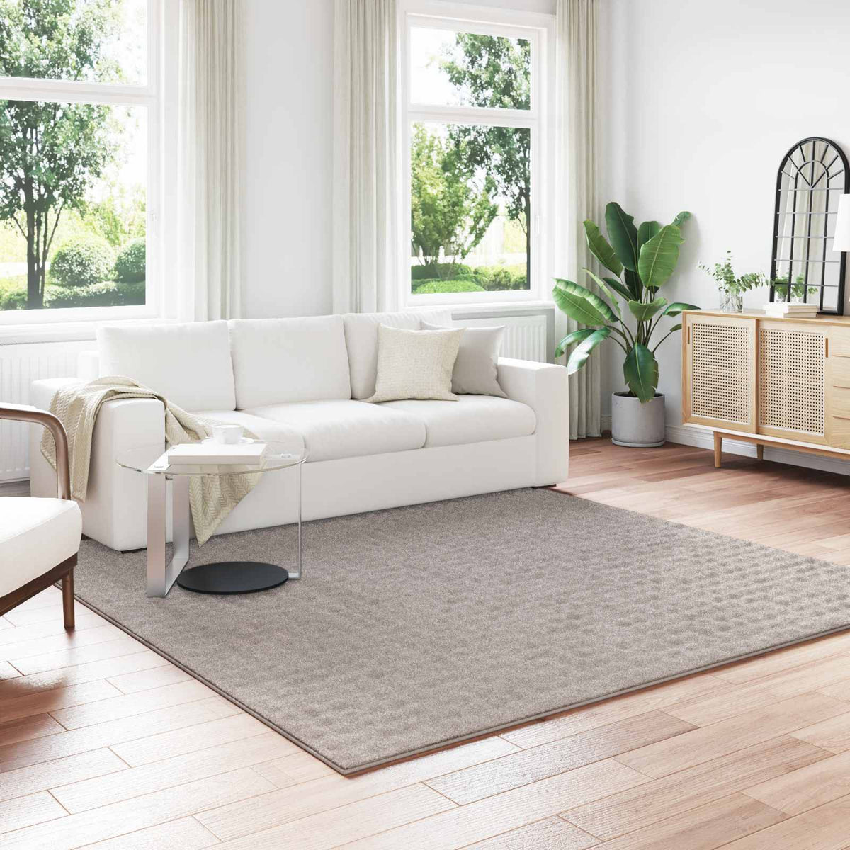 Områdetæpper Firkantet SIROLO Sandfarvet 240 x 240 cm Polyester