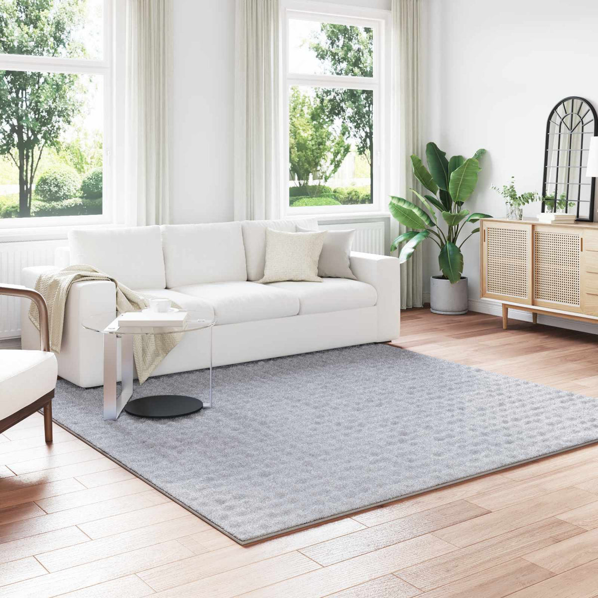 Områdetæpper Firkantet SIROLO Grå 240 x 240 cm Polyester