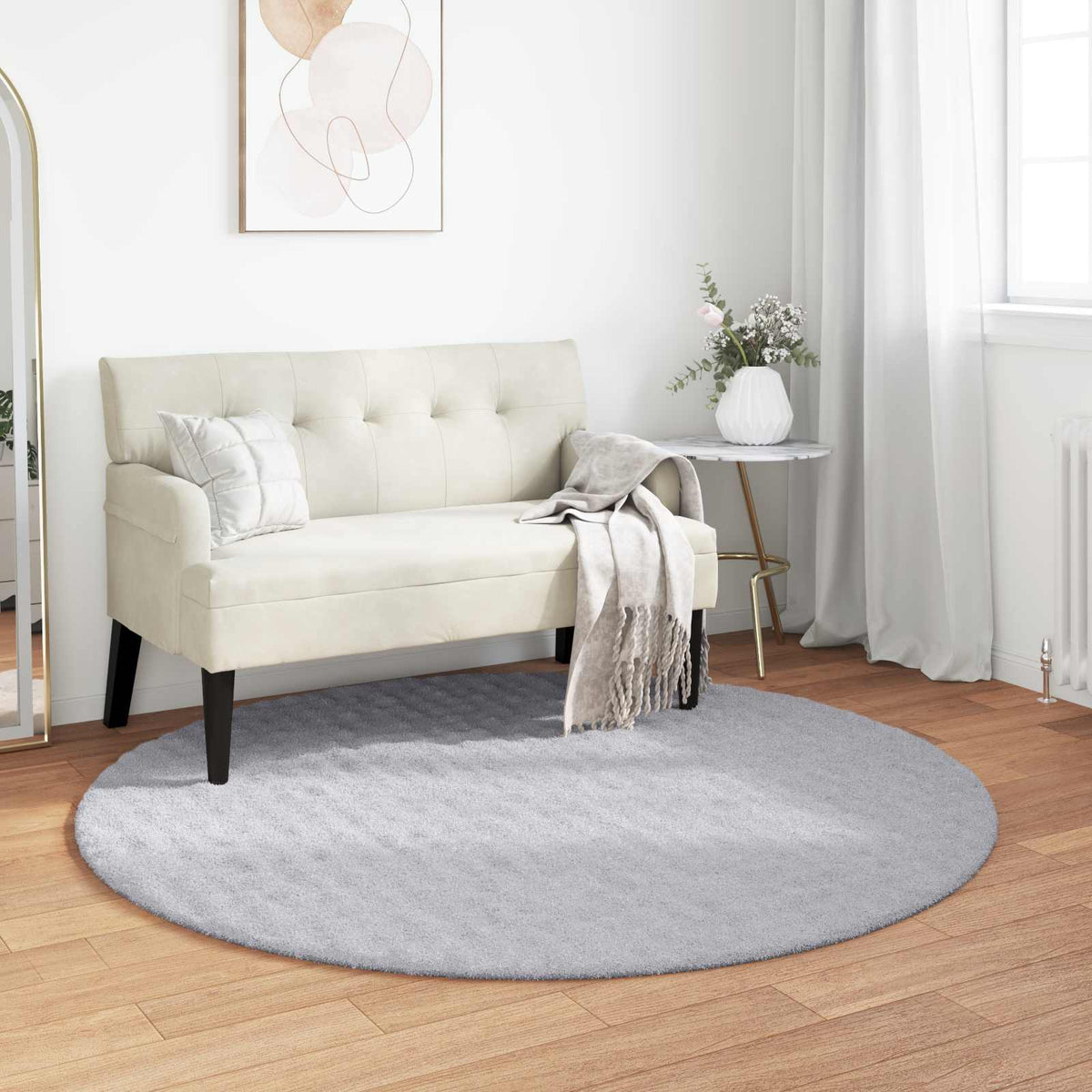 Områdetæpper Rund SIROLO Grå Ø 160 CM Polyester