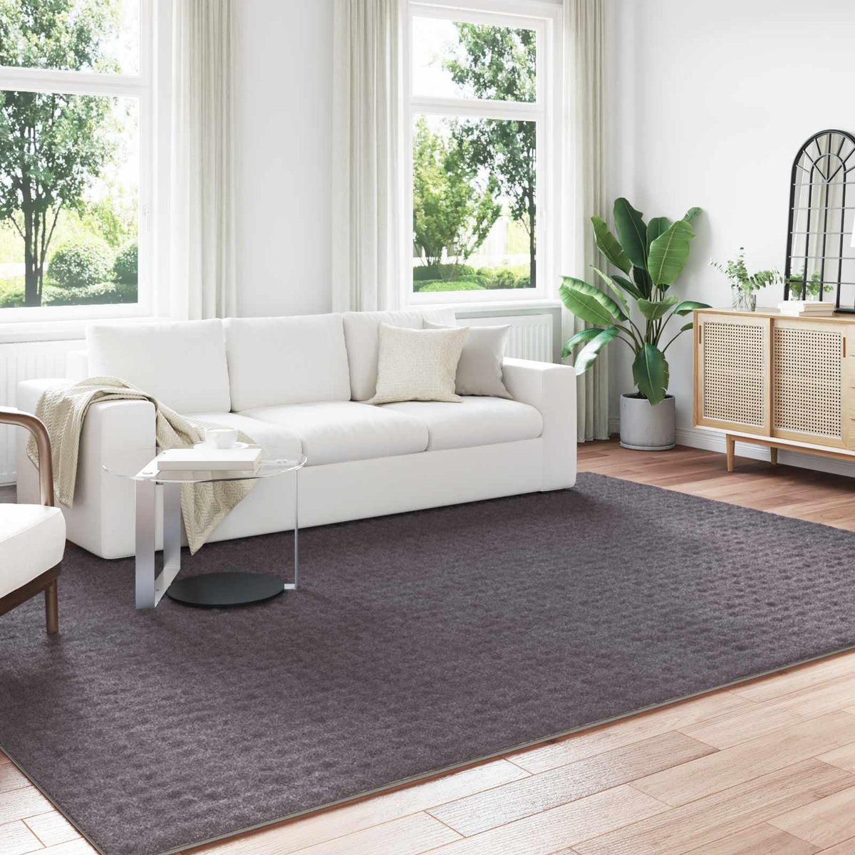 Områdetæpper Rektangulær SIROLO Antracit 340 x 240 cm Polyester