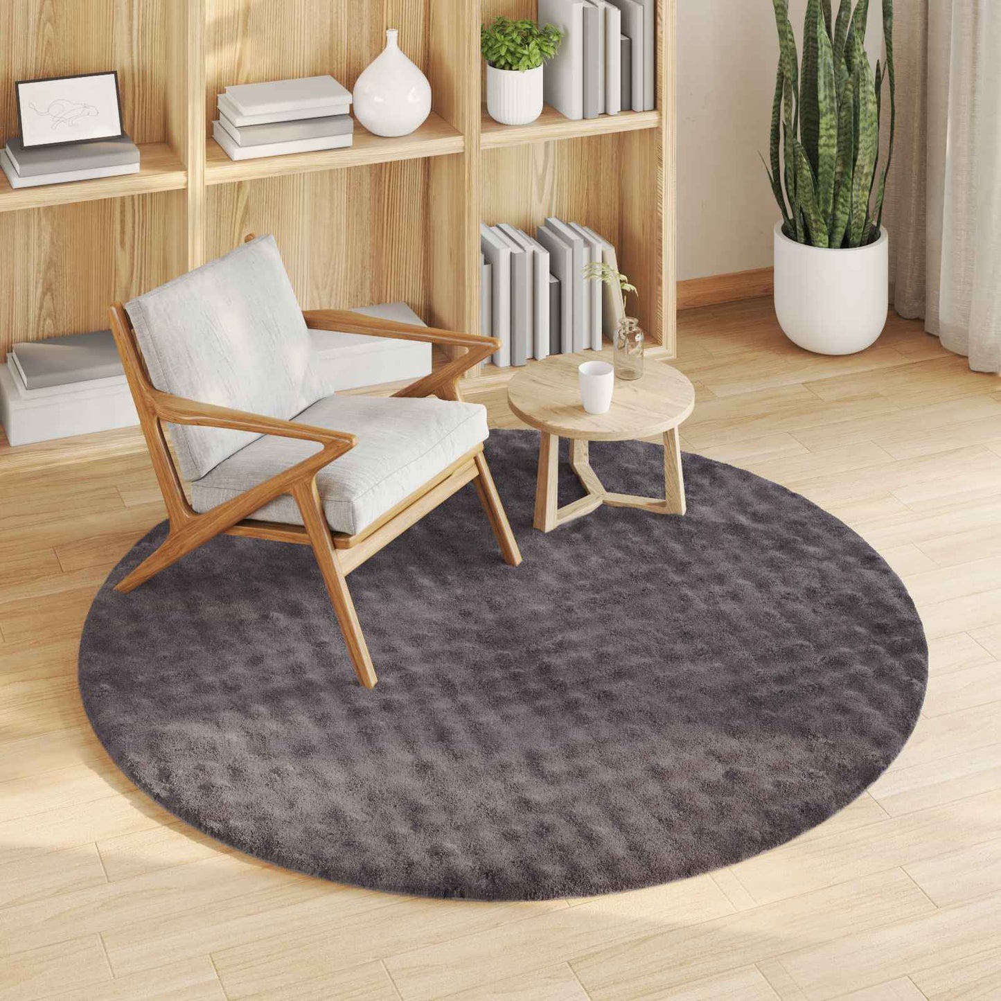 Områdetæpper Rund SIROLO Antracit Ø 120 CM Polyester