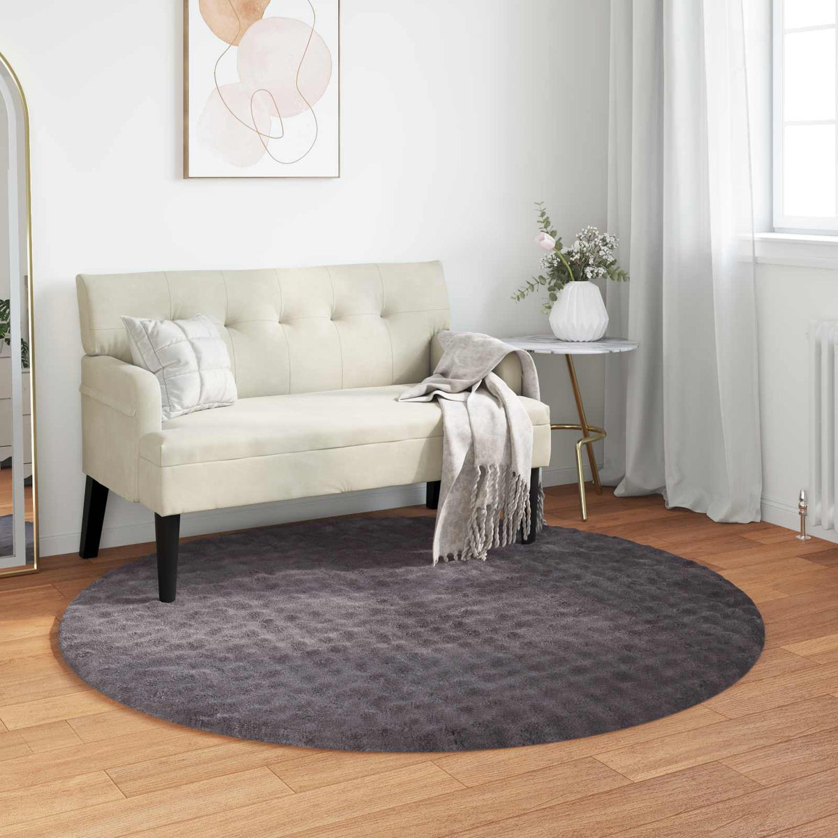 Områdetæpper Rund SIROLO Antracit Ø 200 CM Polyester