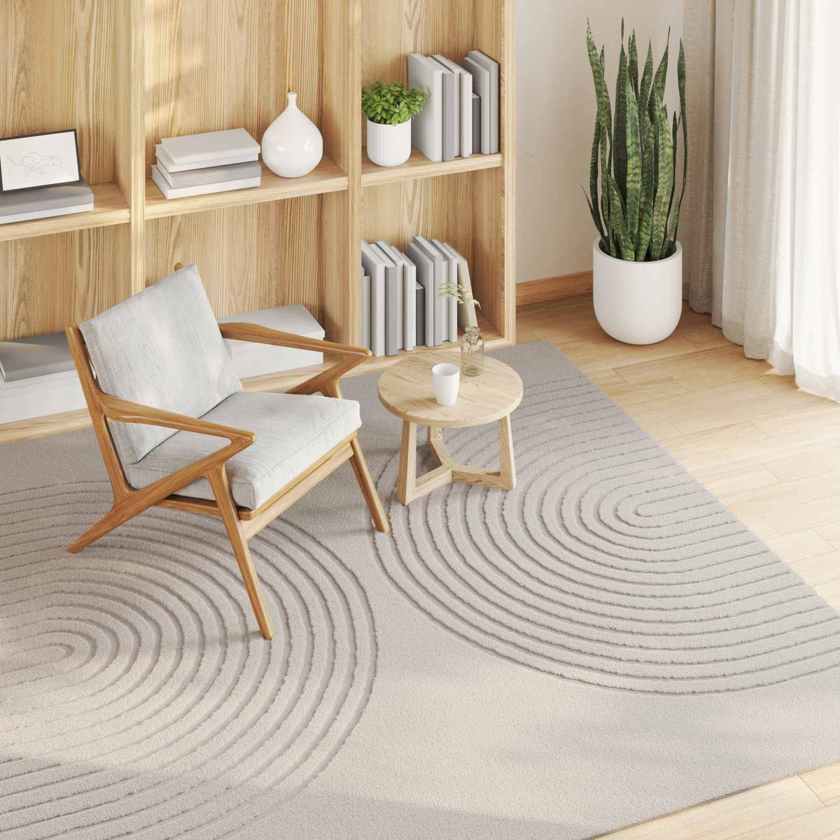 Indendørs tæppe GALATI Cremefarvet 120 x 120 cm Polyester