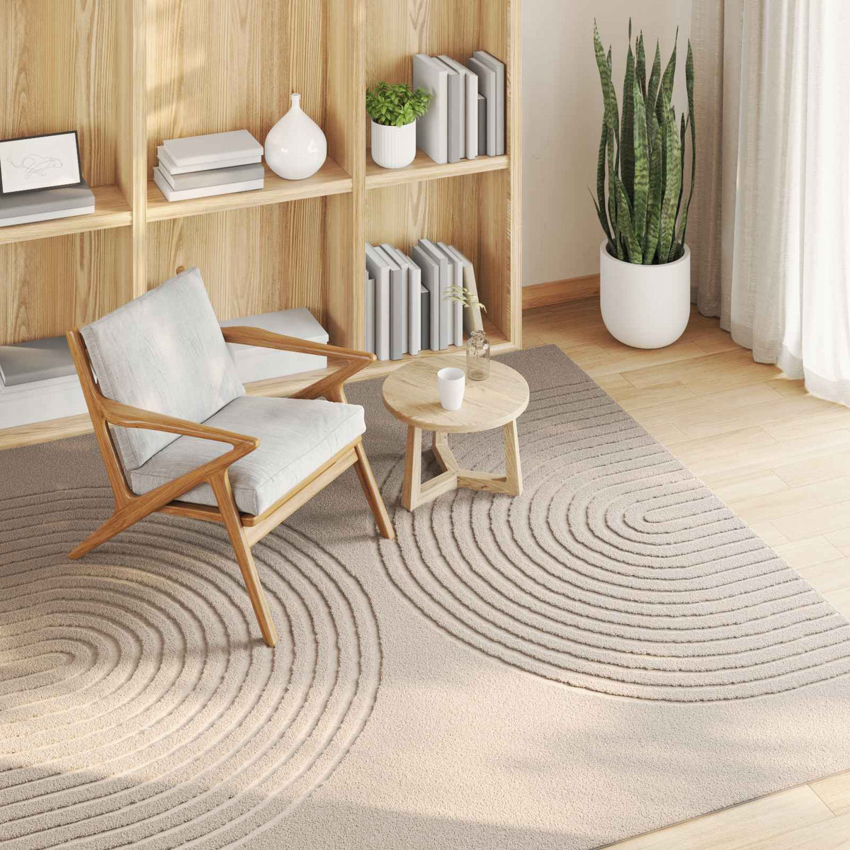 Indendørs tæppe GALATI Beige 200 x 200 cm Polyester