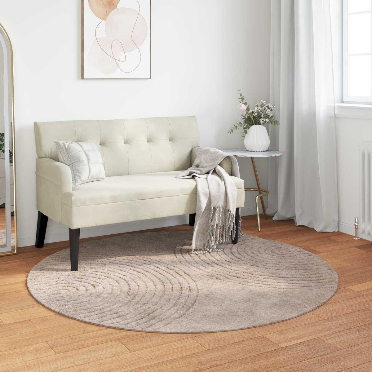 Indendørs tæppe GALATI Beige Ø 120 CM Polyester